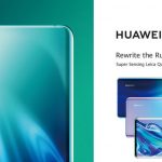 Huawei P30 Pro with a 10x hybrid zoom lit up on the company's website