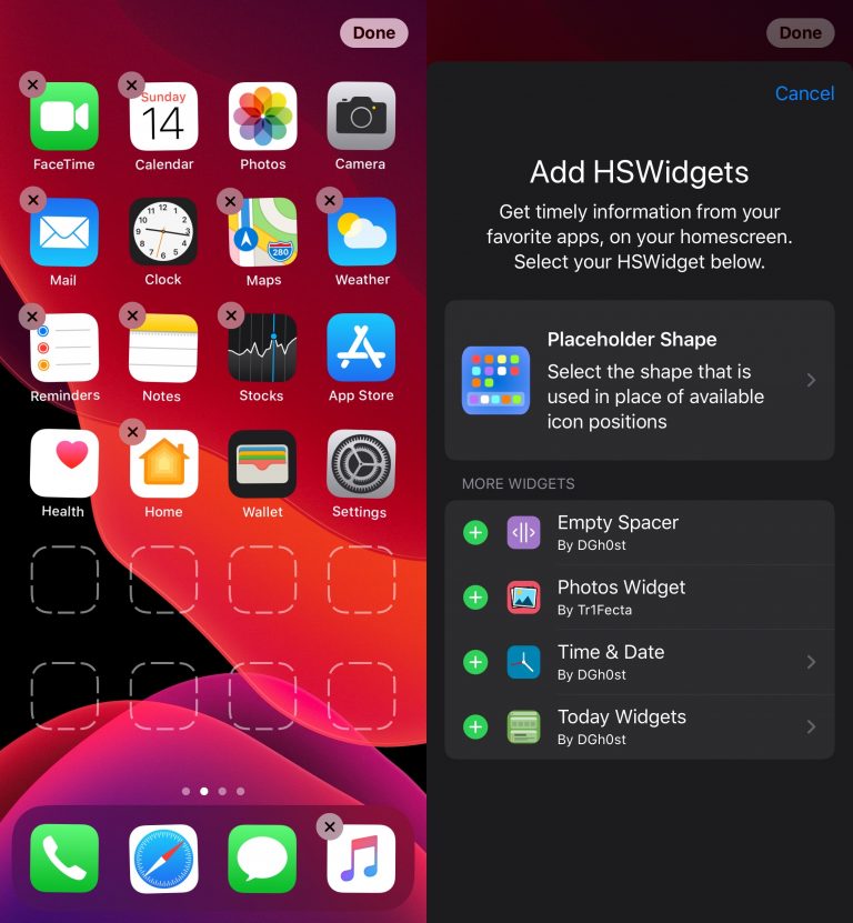 Tweak HSWidgets adds beautiful widgets to iPhone home