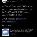 يحتوي Unc0ver v3.5.6 على تحديثات لأجهزة A12 (X) التي تعمل بنظام iOS 12.1.3-12.4