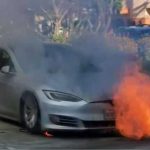 Tesla Model 3 electric car exploded right in the parking lot