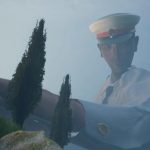 A trailer for a voice-controlled game about a giant policeman is shown