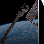 Dragon cargo ship docked to ISS