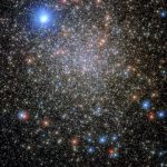 Look at a photo of a globular cluster of stars in the constellation Scorpio