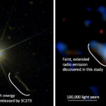 Nearest quasar found unusual radio emission thousands of light years long