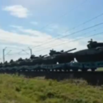 In Poland, a train of PT-91 Twardy tanks was seen moving towards the Ukrainian border