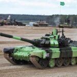 في الحرب ضد أوكرانيا ، تستخدم روسيا دبابة T-72B3M معدلة نادرة لمسابقات البياتلون للدبابات