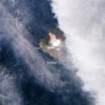 A powerful volcanic eruption was shown from the satellite. He has been active for over 90 years