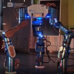 A three-legged robot has been developed that can work on a space station