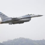 Korean television showed video of the crash of an American F-16 fighter